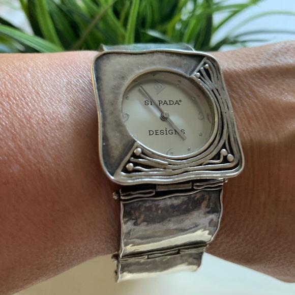 Silpada SterlingRetired Hammered Square Link Watch - Picture 1 of 3